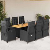  9-dijelni vrtni blagovaonski set s jastucima crni od poliratana | shoptok.hr