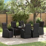 vidaXL 7-dijelni set za objedovanje u vrtu s jastučićima crni poli ratan | shoptok.hr