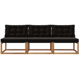 3 Komad Srednja sofa za van Čvrsto drvo akacije Prirodna - Prirodna i crno 3x srednje | shoptok.hr