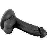 Mr. Rude - realističan dildo s ljepljivim potplatima, testisi - 17 cm (crni) | shoptok.hr