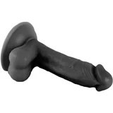 - realističan dildo s ljepljivim potplatima, testisi - 17 cm (crni)