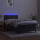  Krevet box spring s madracem LED tamnosivi 90x200 cm baršun | shoptok.hr