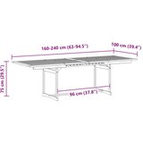  Vrtni blagovaonski stol (160 - 240)x100x75 cm od drva bagrema | shoptok.hr