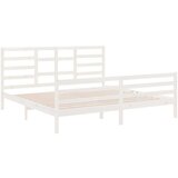  Posteljni okvir bel iz trdnega lesa 200x200 cm, (20684743) | Shoptok.si