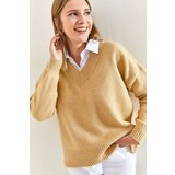 Bianco Lucci Women's V-Neck Knitwear Sweater Cene