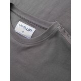 Ombre Men's cotton U-neck longsleeve with piping and chest print - grey | ePonuda.com