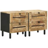  Noćni ormarić 2 kom. Prirodna 40 x 33 x 46 cm Čvrsto drvo manga - 2 | shoptok.hr