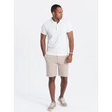 Ombre Men's shorts made of two-tone melange knit fabric - sand | shoptok.hr