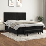  The Living Store Box spring postelja z vzmetnico črna 180x200 cm žamet - Box Spring Postelja, (21489412) Cene