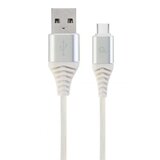 Cablexpert CC-USB2B-AMCM-2M-BW2 Premium cotton braided Type-C USB charging -data cable,2m, silver/white | ePonuda.com