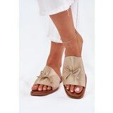 EVENTO Ladies flat sandals with decorative tie golden Norela | Shoptok.si