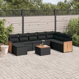 vidaXL 9-dijelni set vrtnih sofa s jastucima crni od poliratana | shoptok.hr
