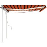 vidaXL Ročno zložljiva tenda z LED lučkami 4x3 m oranžna in rjava | Shoptok.si