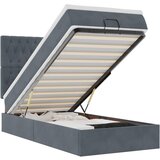 Maison Chic Otomanski Posteljni okvir - Enojna postelja - Postelja za odrasle z vzmetnicami siv 90x200cm žamet-J2124, (21761312) | Shoptok.si