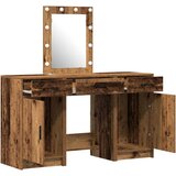  3-delni set vanity mize z LED lučmi iz starinskega lesa in inženirskega lesa, (22067579) | Shoptok.si