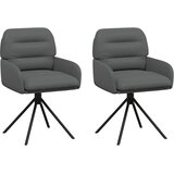 vidaXL Vrtilne jedilne stole 2 pcs Umetno usnje Siva 59 x 59,5 x 90 cm, (5000296715) | Shoptok.si