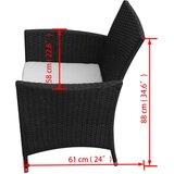  7- dijelni vrtni blagovaonski set od poliratana s jastucima crni | shoptok.hr