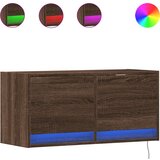Maison Chic Stenska TV omarica - TV stojalo - Televizijska omarica z LED lučkami rjavi hrast 80x31x38 cm, (21700421) Cene