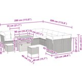 vidaXL 13-dijelni set vrtnih sofa s jastucima Siva Poli Ratan Akacija | shoptok.hr