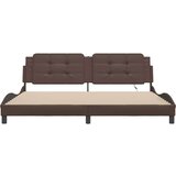  Posteljni okvir z LED lučkami rjav 200x200 cm umetno usnje, (21095131) | Shoptok.si