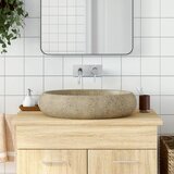 vidaXL nadpultni umivalnik peščen ovalen 59x40x15 cm keramika Cene