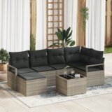 vidaXL 7-dijelni set vrtnog kauča s jastučićima sivi Poly Rattan | shoptok.hr