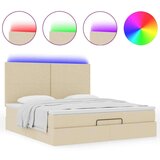  Otomanski krevet s madracem i LED krem 180x200cm od tkanine | shoptok.hr
