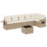 Maison Chic Seti vrtnega pohištva - Vrtna garnitura - Vrtni pohištvo set 7-delna z blazinami bež poli ratan, (21804874) | Shoptok.si
