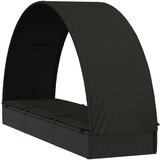 LEŽAJ za sunčanje s krovom crni 211 x 57 x 140 cm poliratan | shoptok.hr