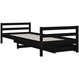  Okvir za dječji krevet s ladicama crni 90 x 200 cm od borovine | shoptok.hr