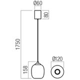  Redo 01-3486 - LED luster na sajli KHADI LED/6W/230V CRI90, prečnik 12 cm, crna/dimljena | Eponuda.com
