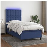  Box spring postelja z vzmetnico LED modra 90x200 cm blago | Shoptok.si