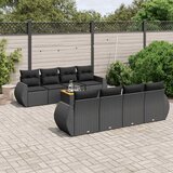  9-dijelni set vrtnih sofa s jastucima crni od poliratana Crna 70 x 62 x 69 cm | Shoptok.si
