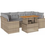 Maison Chic Seti vrtnega pohištva - Vrtna garnitura - Vrtni pohištvo set 7-delna z blazinami bež poli ratan, (21804706) | Shoptok.si