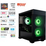 MEGA Računalnik MT S7X R7-5700X/RTX5060Ti/32GB/1TB-4.0/750W/Brez OS/črna RGB + Estetski napajalni kabli [Zelena / Črna], (5000130869) Cene