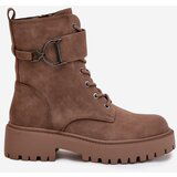 Boto Women's Workery Boots with Lining with Decorative Strap Dark Beige Ulivine | Shoptok.si