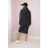 Kesi Dress with a hood and a slit on the side graphite melange | Shoptok.si