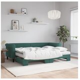 vidaXL Izvlečna dnevna postelja z vzmetnico zelena 80x200 cm Cene