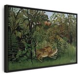  Slika - Henri Rousseau – Le Lion ayant faim se jette sur l\'Antilope 120x80 U crnom drvenom okviru | shoptok.hr