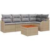 vidaXL 6-komadni set vrtnih sofa s jastučićima bež poliratan akacija, 2-sjedna vrtna sofa s jastučićima bež poliratan Cijene