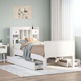 vidaXL Knjižna postelja brez vzmetnice bela 75x190 cm trdna borovina | Shoptok.si