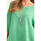 Kesi Włoski Women's linen-cotton blouse with short sleeves green | shoptok.hr