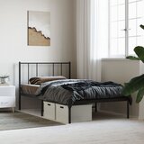 vidaXL Kovinski posteljni okvir z vzglavjem črn 75x190 cm Cene