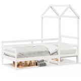 vidaXL Dnevna postelja s streho bela 90x200 cm trdna borovina Cene