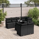 Maison Chic Seti vrtnega pohištva - Vrtna garnitura - Vrtni pohištvo set 8-delna z blazinami črn poli ratan, (21798936) | Shoptok.si