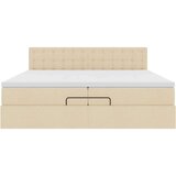 vidaXL Otomanski posteljni okvir z vzmetnico krem 200x200 cm blago, (21670802) | Shoptok.si