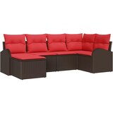 vidaXL Set sofe 6 kom. Smeđa i crvena poliratan - Smeđe-crvena bez stola | shoptok.hr