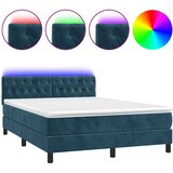  box spring s madracem LED tamnoplavi 140x200 cm baršun | shoptok.hr