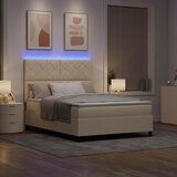  Krevet s opruga kutije s LED trakama Krema 160 x 200 cm tkanina | shoptok.hr