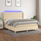  Krevet box spring s madracem LED krem 160x200 cm od tkanine | shoptok.hr